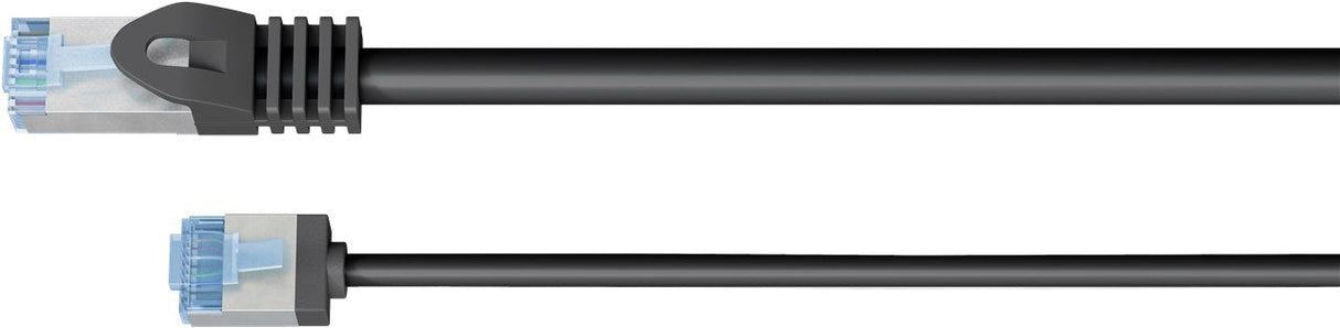 Cable Goobay Cat.6a Ultraflexible Delgado, U/Ftp Negro, 2 Metros, Clavijas Extracortas 74319