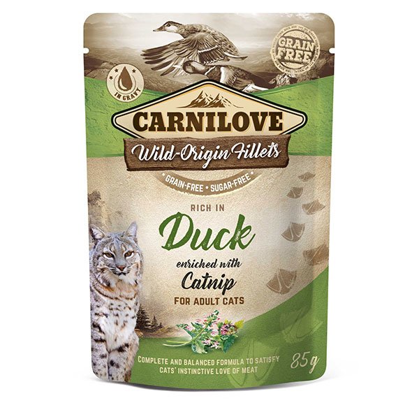Comida Húmeda Para Gatos Carnilove Cat Pouch  Pato, Hierba Gatera 85 G