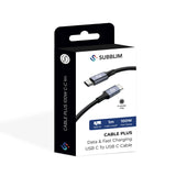 Cable Plus 100w Usb-C/Usb-C 1 M Negro Subblim 100w/ Longitud: 1m/  Usb-C &Harr; Usb-C/ Pd 3.0 Y Qc 3.0,