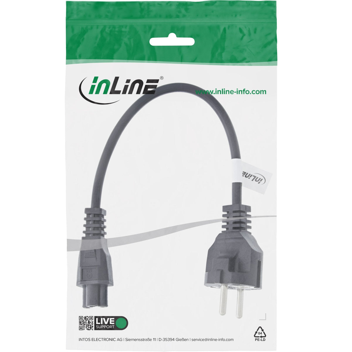Cable De Alimentación Inline Tipo F A Enchufe De Portátil "Mikey Mouse" Negro 0,5 M