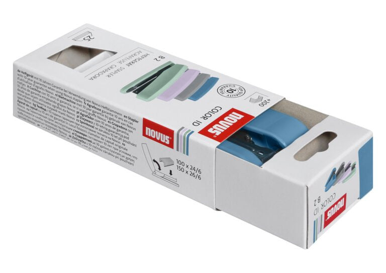 Novus Grapadora B2 Colorid 2.0 24/6 Din Super Azulón Brillante