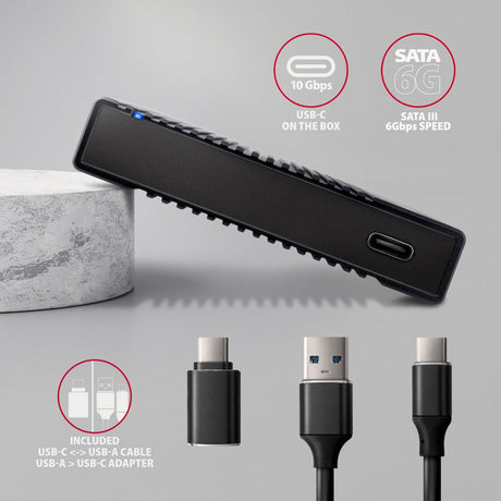 EAN 8595247906779 - Axagon EE25-GTR USB-C 3.2 Gen 2 - SATA 6G 2.5\" externes Festplattengehäuse geriffelt Carcasa de disco du imagen 5