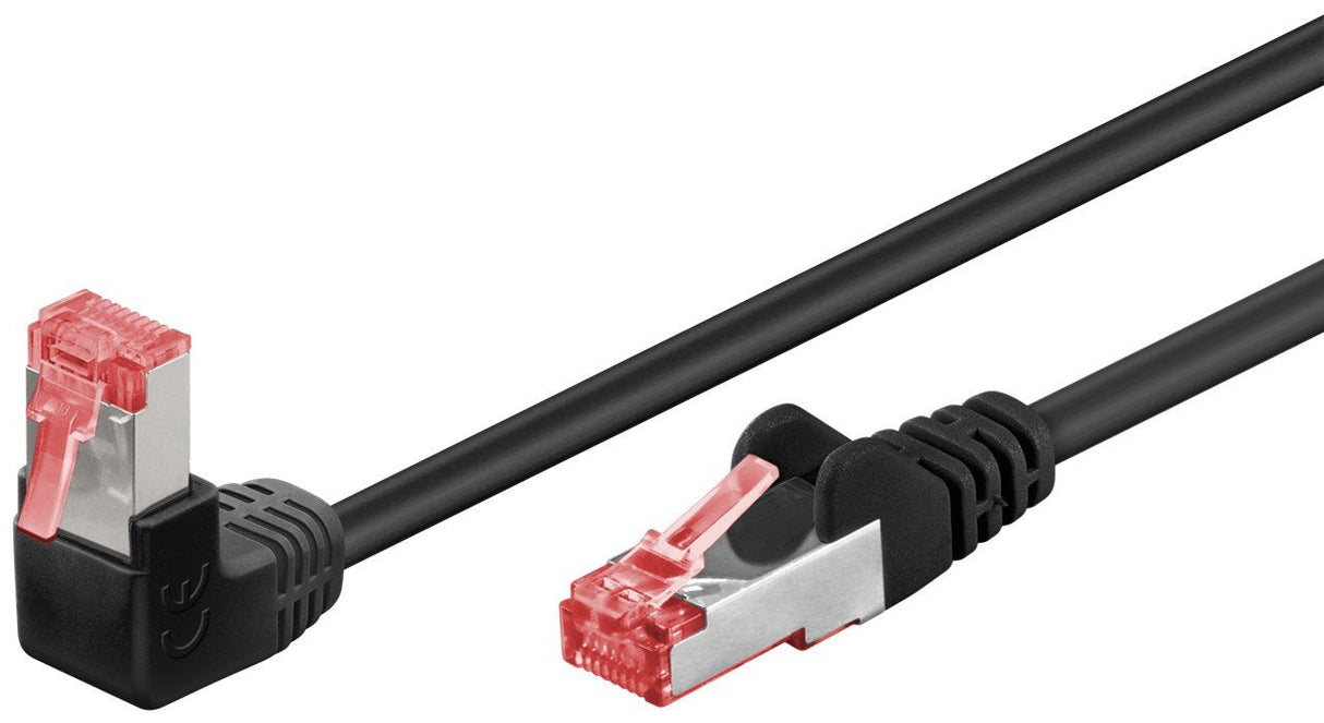 Latiguillo Cat 6, S/Ftp,  2.00 M, Negro, Cu-Lszh 1 X Conector 90º