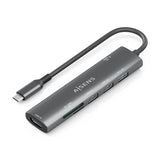 Aisens Usb-C Dock 7 En 1, Usb-C A 1xhdmi, 2xusb-A Usb2.0, 1xusb-A Usb3.0, 1xusb-C Pd 100w, 1xsd, 1xmicro Sd, Gris, 15cm