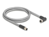 Delock M12 Cable L-Kodiert 5 Pin Stecker Gerade Zu Buchse Rechts Gewinkelt Pur Schleppkettentauglich 2 M Grau