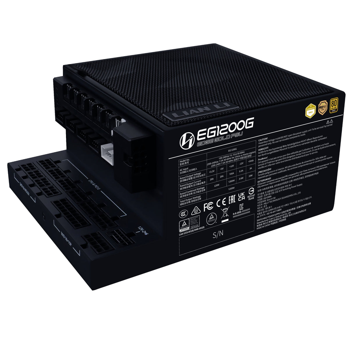 EAN 4718466017024 - Lian Li EG1200G unidad de fuente de alimentación 1200 W 24-pin ATX SFX Negro imagen 1