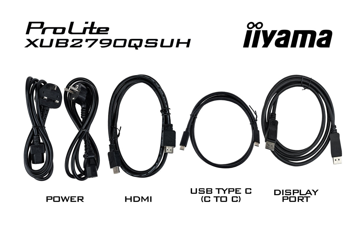 Iiyama Prolite Xub2790qsuh-B2 (68.5 Cm (27 Zoll), Negro (Matt), Qhd, Ips, Hdmi, Dp, Usb-C, Usb-Hub, Webcam, 100hz Panel) Xub2790qsuh-B2