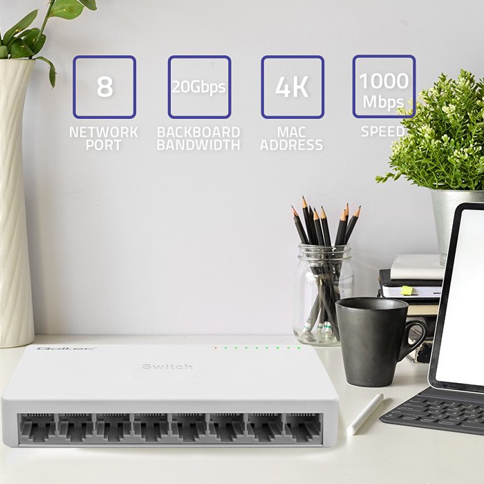Switch Qoltec 52248 Network  8 X Rj45 Port 1000mbps Fast Ethernet Lan