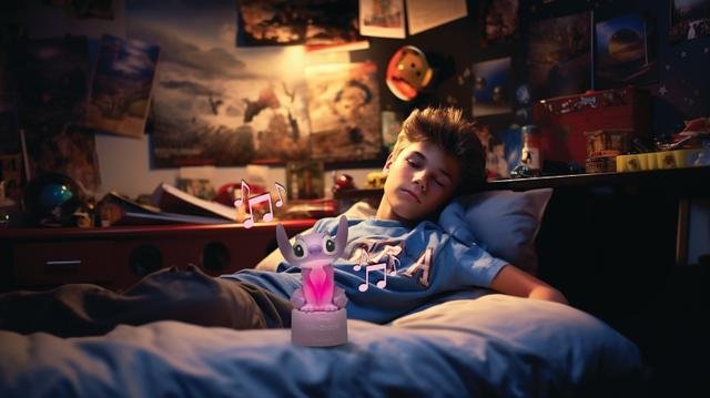 Luz Nocturna Altavoz Angel Stitch Disney