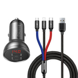 Cargador Coche Baseus 24 W + Cable Usb 3en1 Tzccbx-0g
