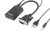 Gembird Adaptador Vga A Hdmi Con Audio Jack  3.5mm 0.15m Negro A-Vga-Hdmi-01