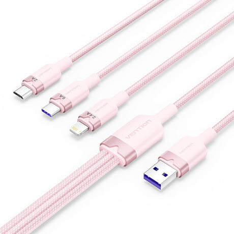 EAN 6922794709836 - Vention CTRPG cable USB USB 2.0 1,5 m USB A USB C/Micro-USB B/Lightning 0,48 Gbit/s 120 W Rosa imagen 1