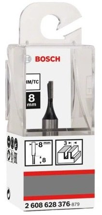 Bosch Professional Fresa De Ranuras Standard Para Madera, Ø 3 Mm, Longitud Útil 8 Mm, Eje Ø 8 Mm, De Un Solo Filo 2608628376