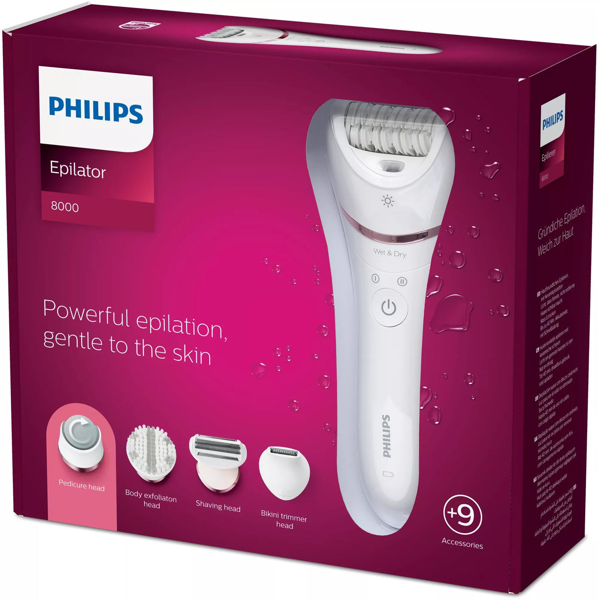 EAN 8710103935544 - Philips 8000 series BRE740/10 depiladora 32 pinzas Rosa, Blanco imagen 2