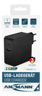 Ansmann Home Charger 254pd 1xusb 1xusb Type-C Pd 60w 4700ma