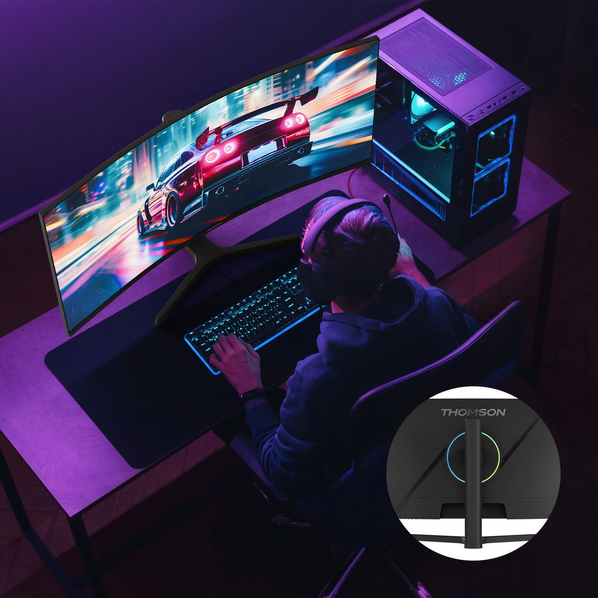 Lcd Monitor Thomson 34 " 3440 X 1440 Pixels Ultrawide Quad Hd Lcd Curved M34qg7y14c