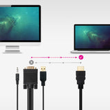 Nanocable Cable Conversor Hdmi A Vga+Jack3.5+Usb-A 1.8m - Negro