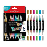 Faber-Castell Shake & Paint Black Edition Pack De 6 Rotuladores Acrilicos Doble Punta - Puntas Redondas De 1mm Y 3mm -