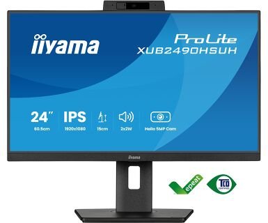 Monitor Iiyama 24" Prolite Xub2490hsuh-B2 Led  (Matt), Fullhd, Ips, Webcam, Micrófono, Cubo Usb, Panel De 100hz Xub2490hsuh-B2 Negro