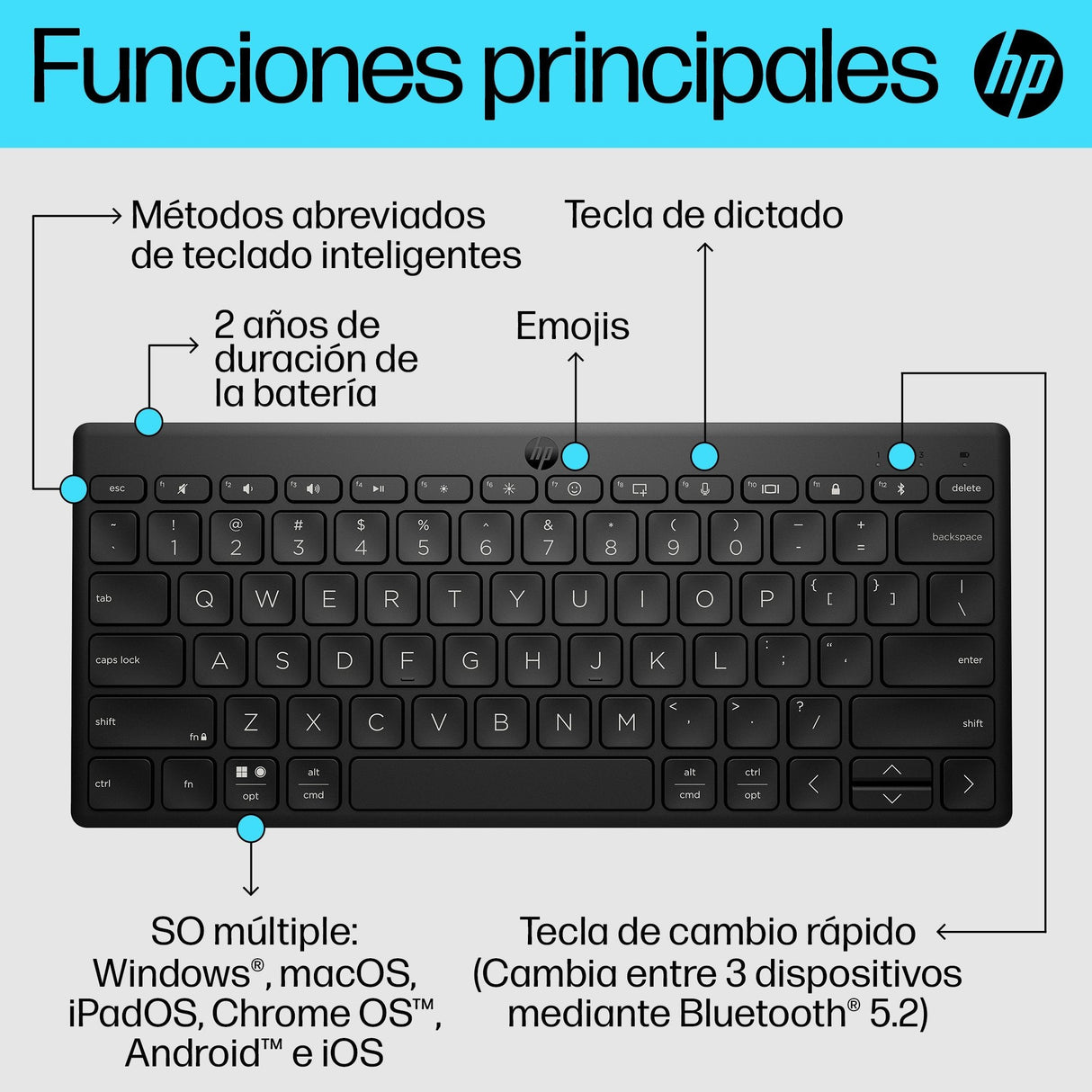 Hp 692s8aa#Abd, Teclado Negro