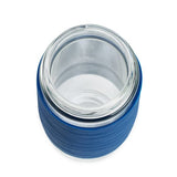 Emsa Tea Mug 420 Ml Transparente, Termo Azul/Transparente, Transparente, Vidrio, Silicona, Acero Inoxidable, China, 420 Ml, 82 Mm