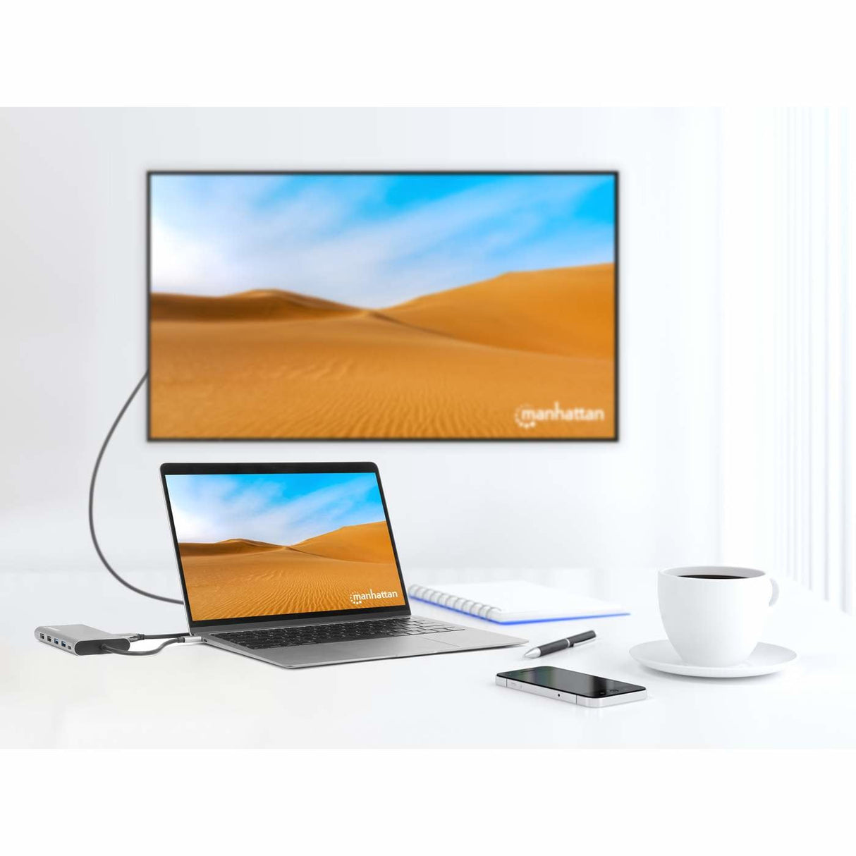 Manhattan 12-In1 Docking 3xhdmi 4xusb Usb-C Dp Rj45