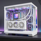 Caja Pc  Atx Mars Gaming Mc-Revmaxw Pantalla Lcd 11.8" Cristal Templado 4x Ventiladores Argb Blanco