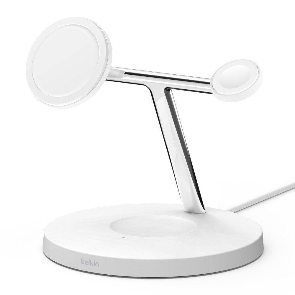 Belkin Boost Charge Pro Base De Carga Inalmbrica Con Magsafe + Adaptador De Corriente Ca 15 Vatios Fast Charge Blanco Para Apple Airpods, Airpods Pro, Iphone 12, 13, Watch Series 4, Series 5, Series 6, Series 7