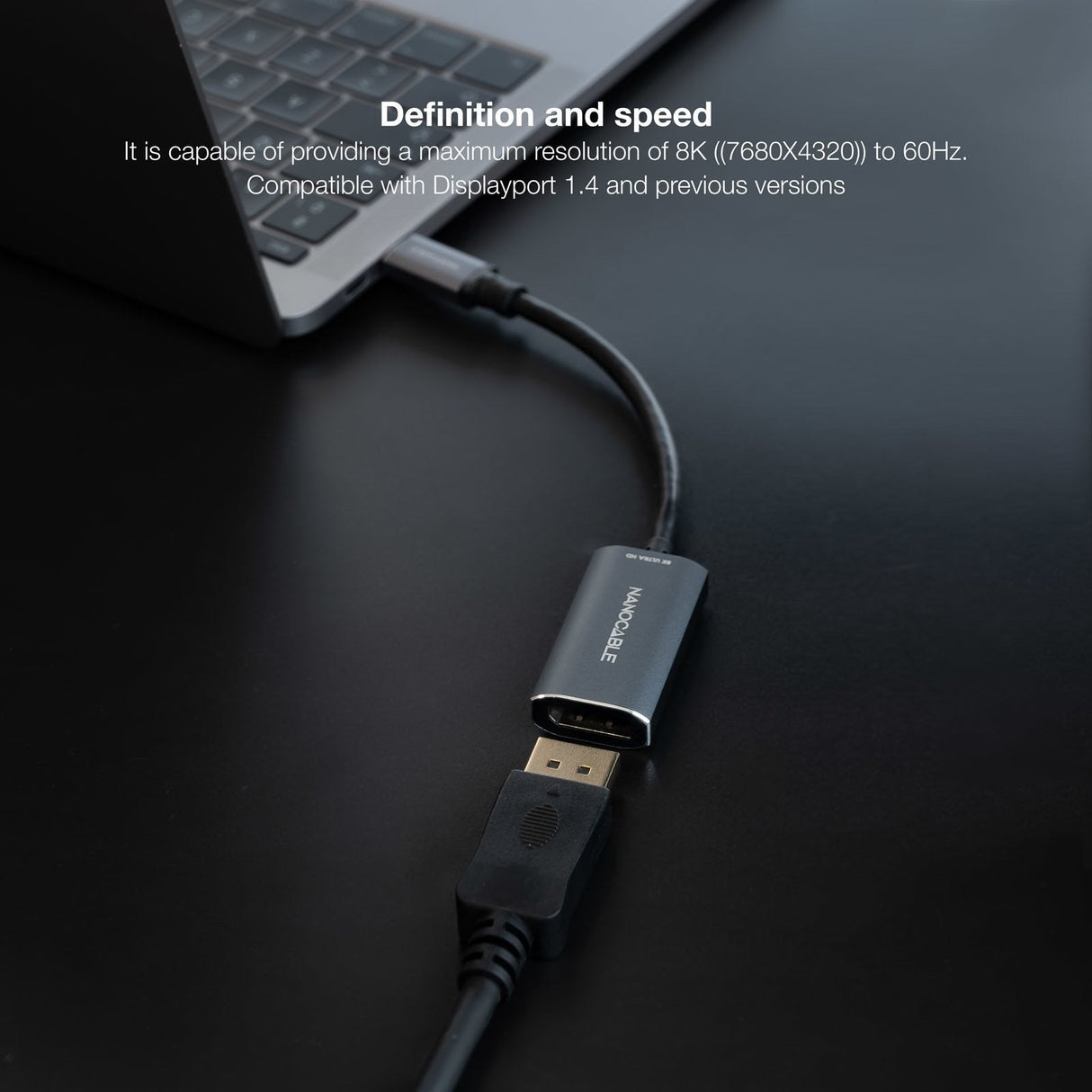 Conversor Usb-C A Dp 8k Aluminio Gris 15 Cm