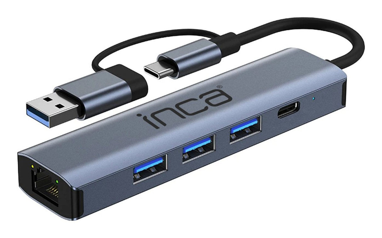Inca 5-Port Hub Iutp-5t Usb-C A->3xusb-A3.0 Rj45 5gbit S Gr