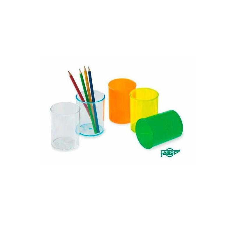 Faibo Cubilete Portalápices Plástico Transparente Negro