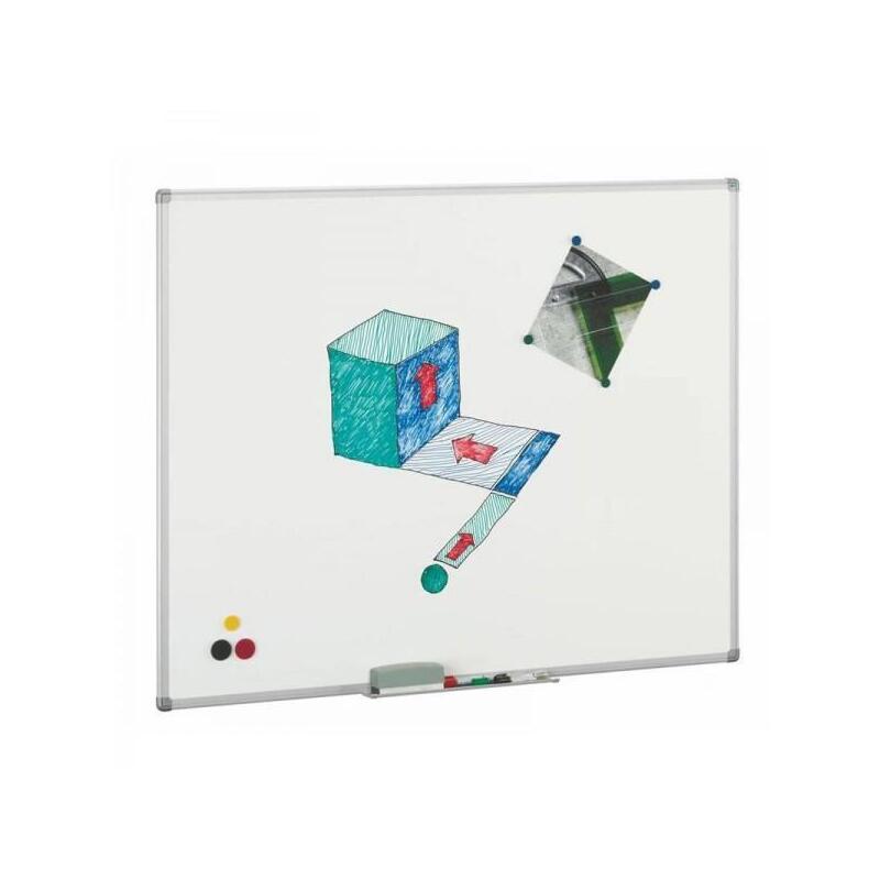 Faibo Pizarra Blanca Acero Vitrificada Apta Para Imanes Marco De Aluminio 122x200mm