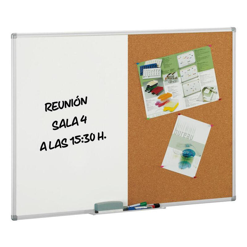 Faibo Pizarra Doble Uso Corcho/Blanca Marco De Aluminio 600x900mm