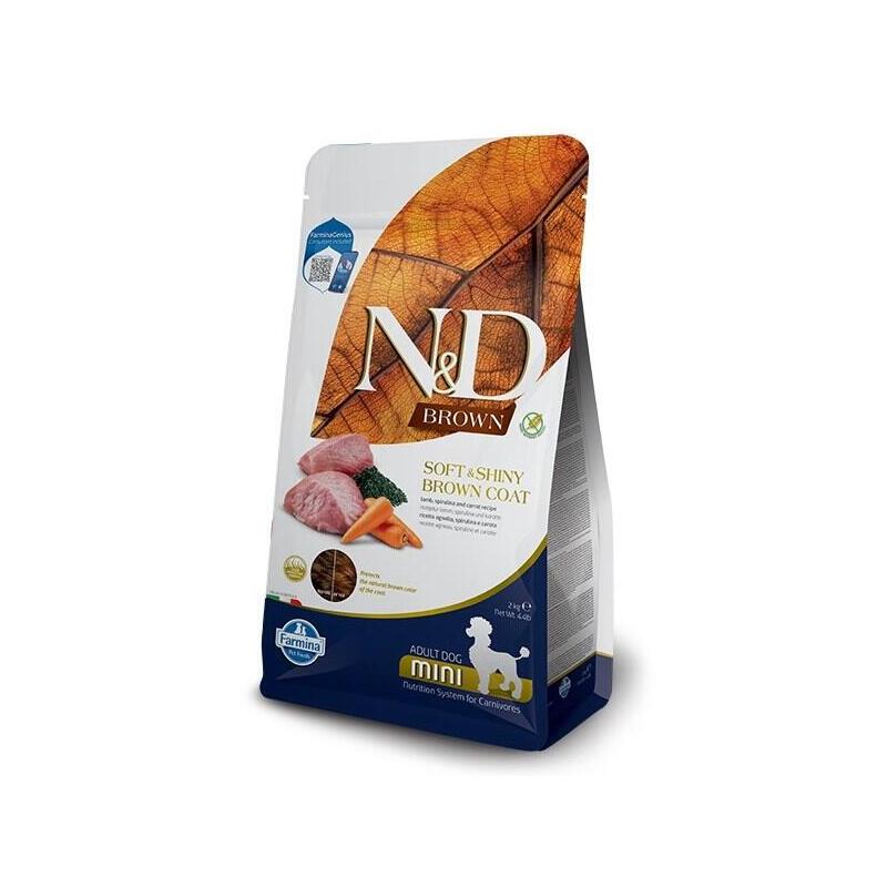 Farmina N&D Brown Dog Lamb, Spirulina&Carrot Adult Mini - Alimento Seco Para Perros - 2 Kg
