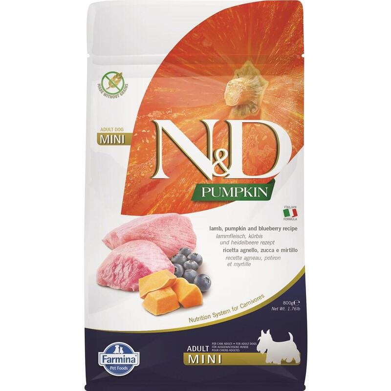 Farmina N&D Pumpkin Dog Lamb & Blueberry Adult Mini - Alimento Seco Para Perros - 800 G