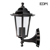 Farol Aluminio Y Cristal Pared Negro 34x17x11cm 1xe27 Edm Mod. Zurich Ip44 Bombilla No Incluida