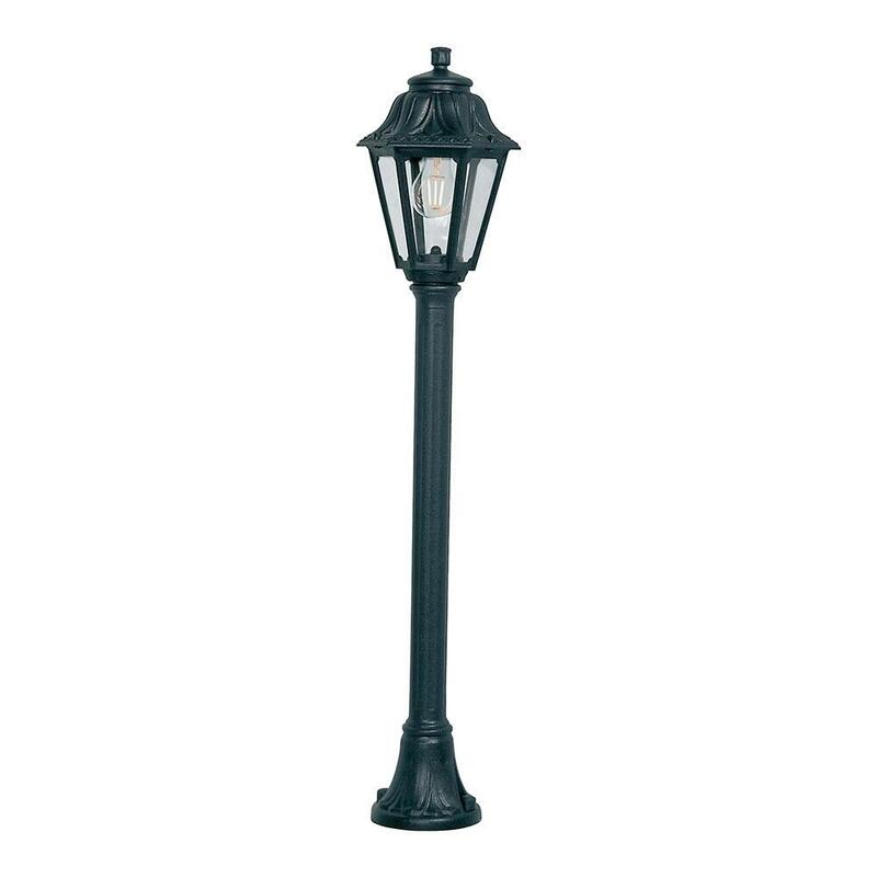 Farol Baliza Con Poste Mizar/Anna, Transparente, E27, Negro, Ø220 X 1100 Mm