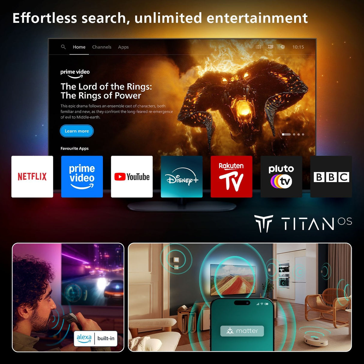 Televisior 194cm 77" (3840x2160) Philips 77oled760 12 16:9 Oled 120hz 4x Hdmi 2.1 3x Usb 3-Seitiges Ambilight P5 Ai Engine Wi-Fi Azultooth Anthracite Gris