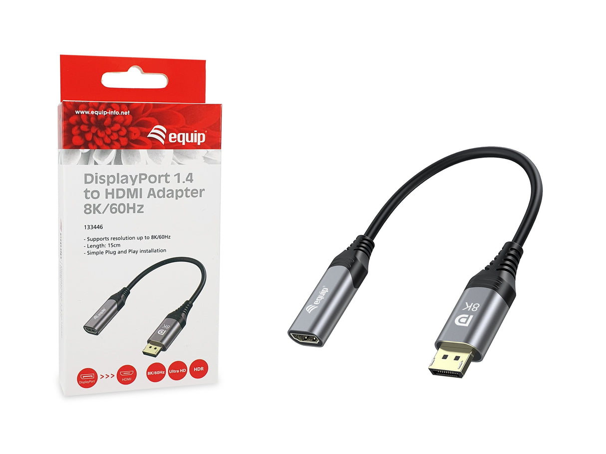 Equip Adaptador Displayport -> Hdmi 1.4 M H 8k 60hz Gris 0,15 M