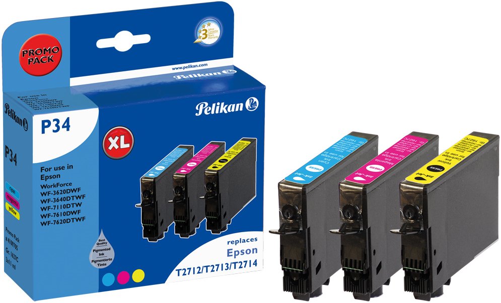 EAN 4018474109705 - Pelikan P34 cartucho de tinta Cian, Magenta, Amarillo imagen 1