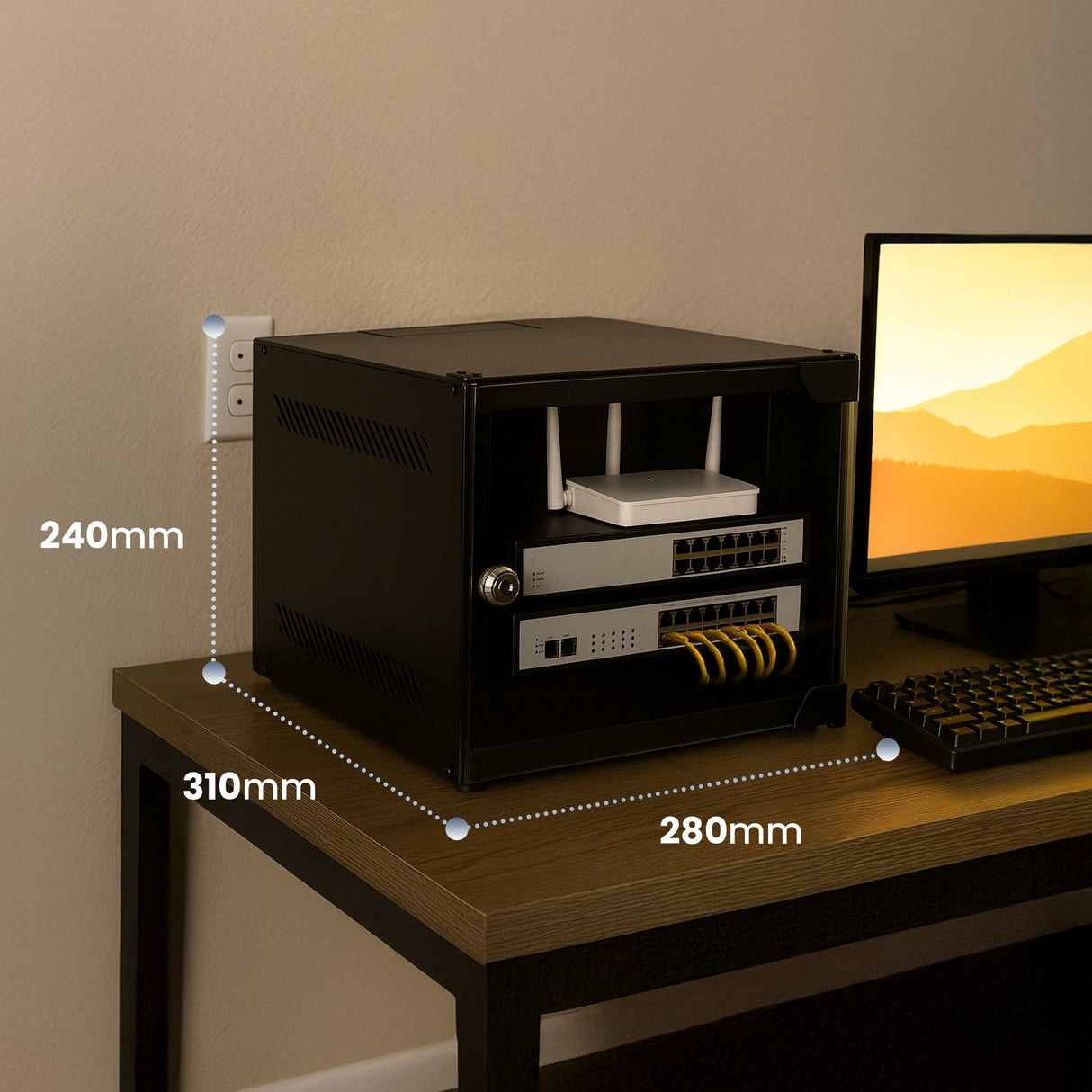 Extralink Lite 4u 10" 280x310 Wall-Mounted Rackmount Cabinet Black