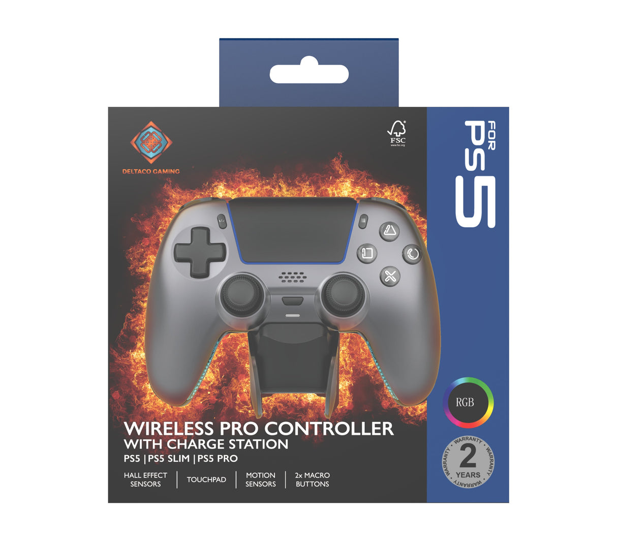 EAN 7333048072498 - Deltaco Gaming GAM-199-STEELGRAY mando y volante Gris, Metálico, Acero Bluetooth/USB Gamepad PlayStation  imagen 6