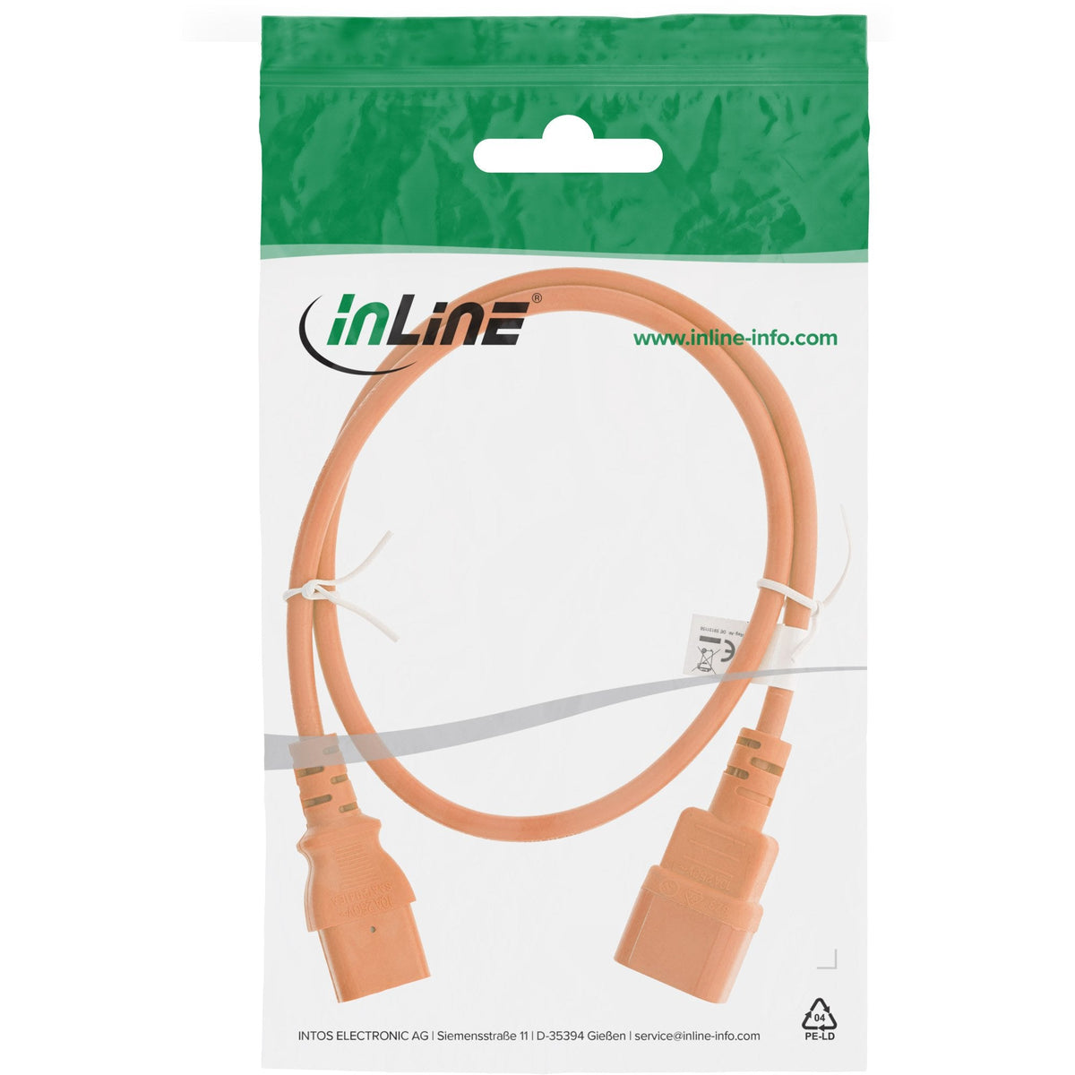 Prolongación Del Cable De Alimentación Inline, C13 A C14, Naranja, 1 M