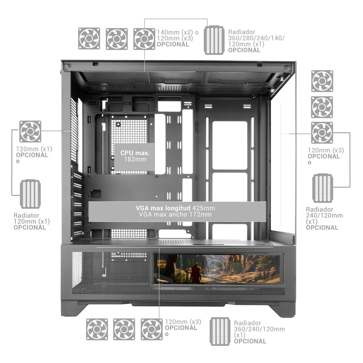 EAN 8435693112563 - Mars Gaming MCLCDXW carcasa de ordenador Midi Tower Blanco imagen 13