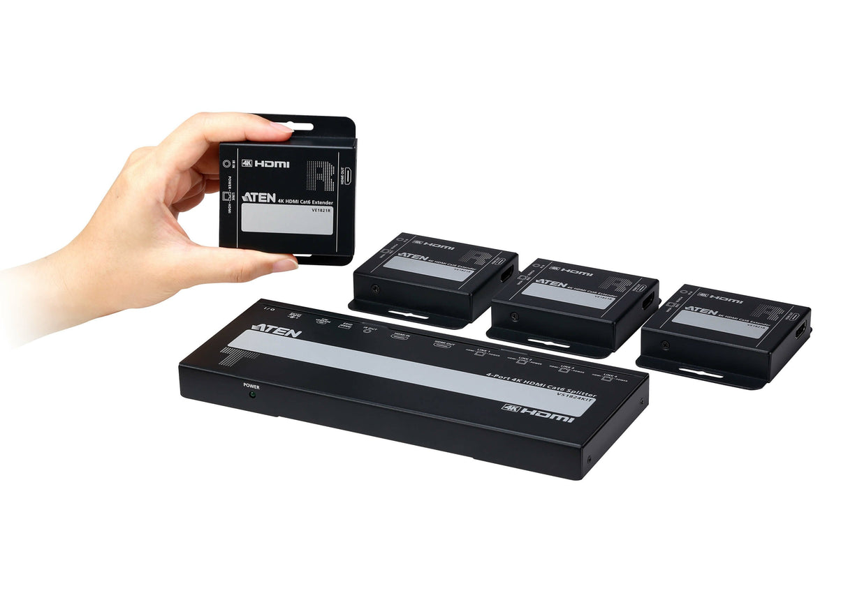 4-Port 4k Hdmi Cat 6 Splitter  With 4 Receivers Kit, With