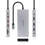Docking Tipo-C Nanocable 10.16.4612 3xusb 1xusb Tipo-C 2xhdmi 4k 1xdisplayport 1xrj45 1xlector Tarjetas 1xjack 3.5 1xusb Tipo-C Pd Gris