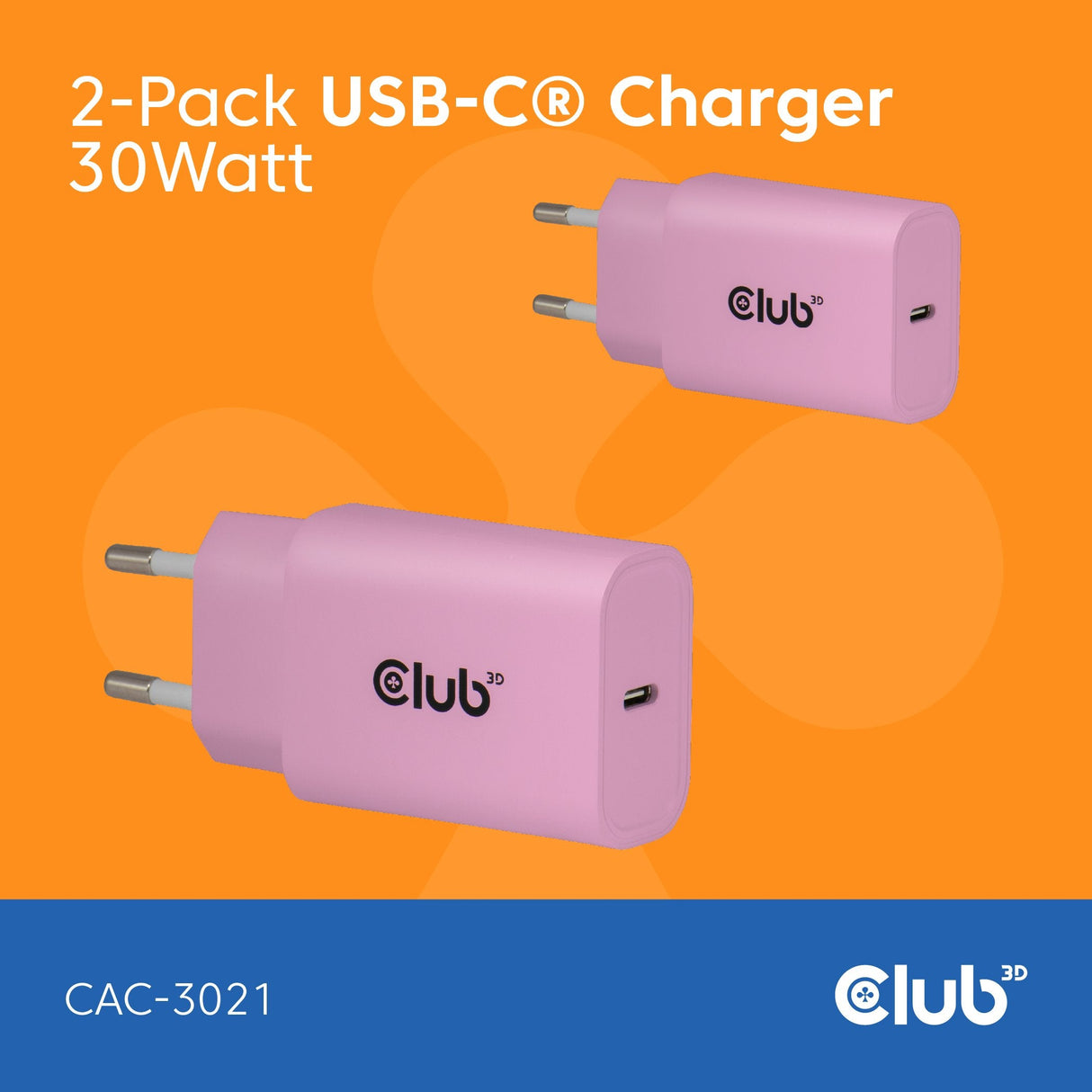 Club3d Lifemyle Cargador Usb-C 30watt, 2mk Rosa Retail