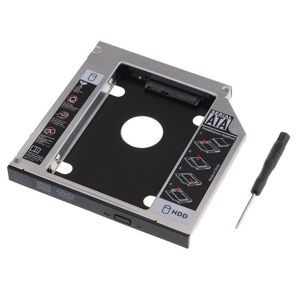Ewent Sata Iii Ssd/Hdd Installation Frame For Cd/Dvd/Blu-Ray Drive Ewent Ew7005, Universal, Funda De Disco Duro, Acrilonitrilo Butadieno Estireno (Abs), Aluminio, Negro, Gris, 2.5", Hp, Dell, Acer, Benq, Asus, Lenovo, Great Wall