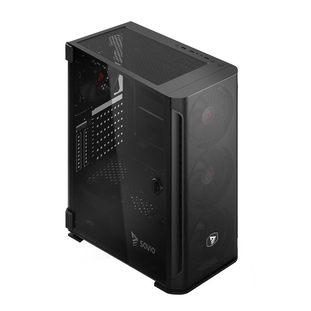 Caja Pc Savio Shadow X2 De Malla/Cristal Para Ordenador Negro