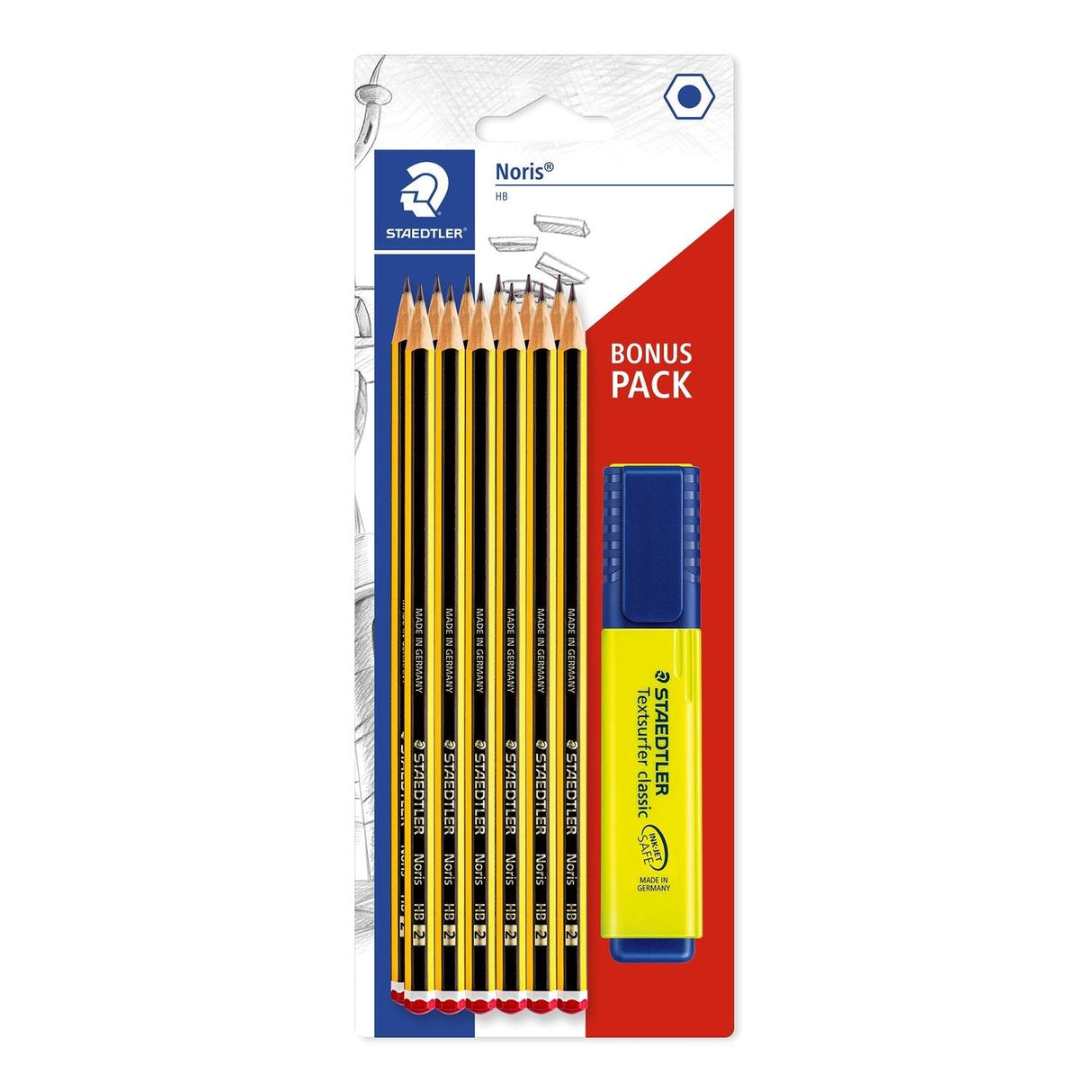 Staedtler Noris 120 Lápices De Madera Certificada, Paquete Con 12 Lapiceros Hb 2 Y Un Subrayador Amarillo